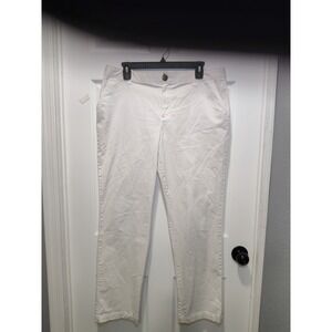 Women's Laura Scott White Straight Leg Pants Size 12 Casual Office Stretch Comfy